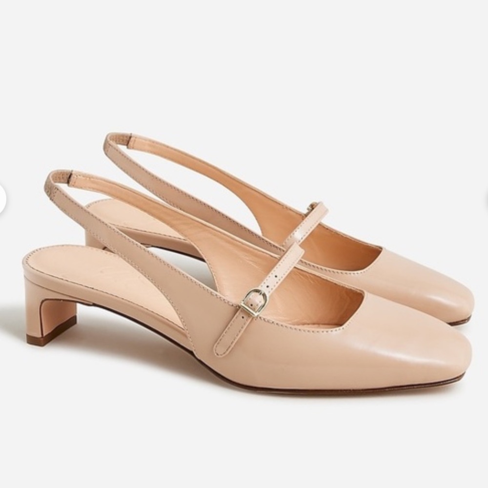 J Crew NEW Layla slingback Mary Jane heels in spazzolato leather size 9 1/2